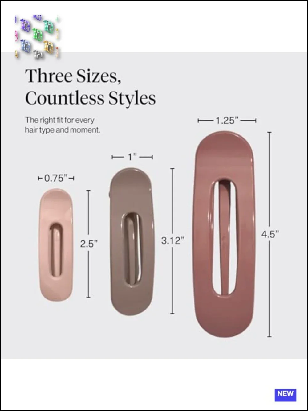 Flat Claw Clips for Strong Grip - Durable Plastic Glossy Finish Lay Down Claw